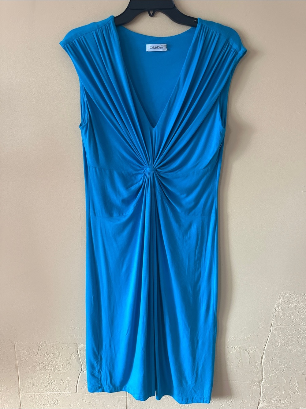 Calvin Klein Blue Ruched Midi Dress | No Size Tag